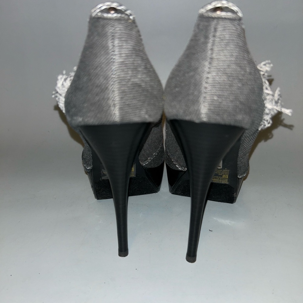 Pre loved denim style bakers platform heel - Picture 2 of 10